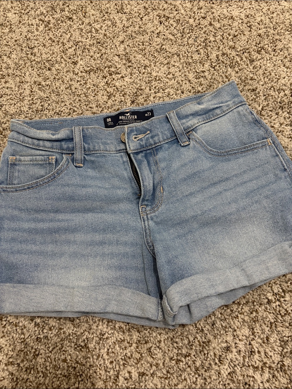 Hollister Light Wash Cuffed Denim Shorts
